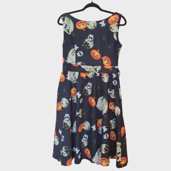 Missjoy Halloween Vintage Tea Rockabilly Sleeveless Jack O’Lantern Dress M Retro - Picture 1 of 11